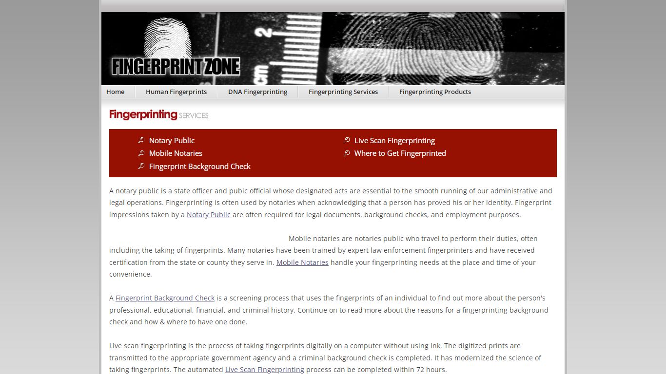 Fingerprinting Services - FingerprintZone.com